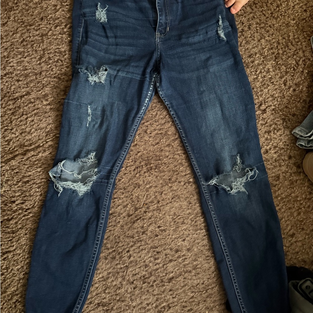 Hollister Dark Blue Distressed Skinny Jeans